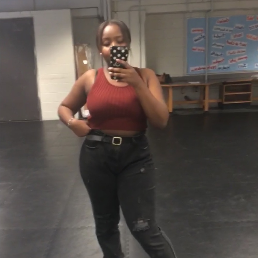 Black denim high waisted jeans